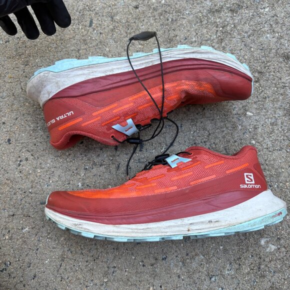 Salomon Ultra Glide Womens Size 7 Orange Maroon Quicklace Trail Running Hiking - Picture 2 of 6